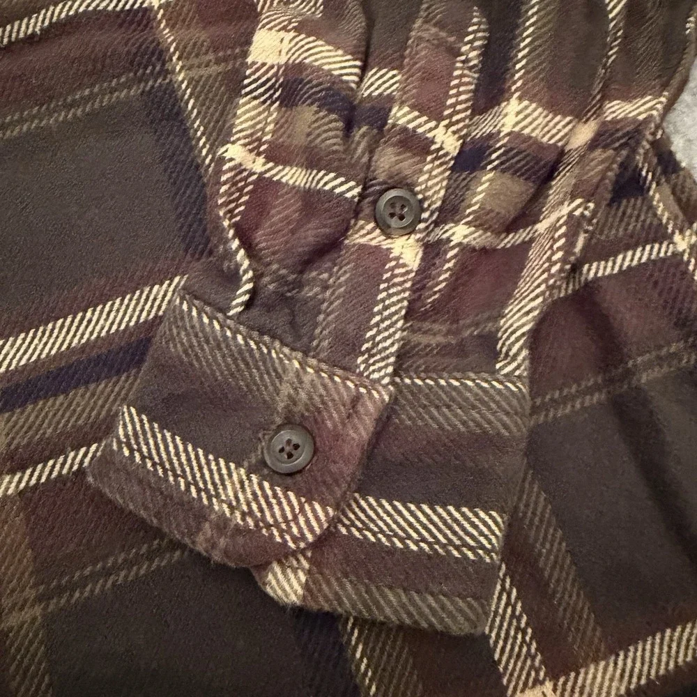 ORVIS Men's Heavy Weight Flannel Brown Plaid Pockets Outdoors Workwear XXL